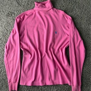 Ralph Lauren Pink Turtleneck Fleece Pullover
